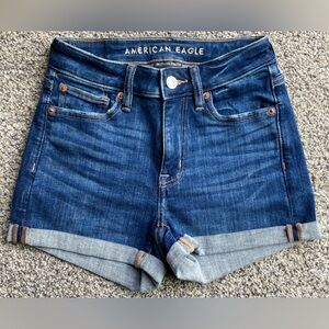 American Eagle High Waisted Cuffed Denim Shorts Size 000